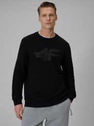 4F Bluza dresowa regular bez kaptura męska - czarna L. Czarne bluzy bez kaptura męskie 4f, l, z dresówki. Za 159.99 zł.