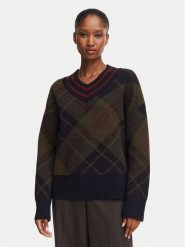 Barbour Sweter Shae LKN1841TN43 Zielony ciemny Relaxed Fit. Zielone swetry klasyczne damskie Barbour, z wełny, bez kołnierzyka. Za 614.99 zł.