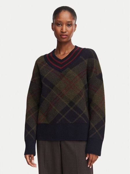 Barbour Sweter Shae LKN1841TN43 Zielony ciemny Relaxed Fit. Zielone swetry klasyczne damskie Barbour, z wełny, bez kołnierzyka. Za 614.99 zł.