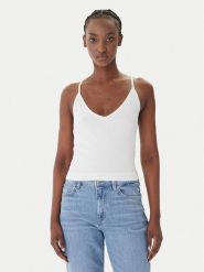 Guess Top O6GR01 Z5302 Biały Regular Fit. Białe topy damskie Guess, l, z aplikacjami, z wiskozy, bez ramiączek. Za 219.99 zł.