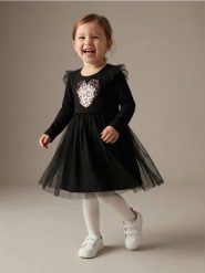 Sukienka mini z połyskującymi cekinami - czarny. Czarne sukienki dziewczęce Sinsay, bez wzorów, bez ramiączek. Za 25.99 zł.