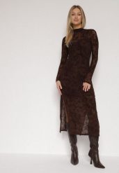 Brązowa Dopasowana Sukienka z Dodatkiem Wiskozy i Welurowymi Kwiatami Vetielle. Brązowe sukienki damskie Born2be, na co dzień, l, bez wzorów, z weluru, eleganckie, bez kołnierzyka, bez ramiączek, dopasowane. Za 149.99 zł.