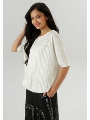 Aniston Koszulka w kolorze kremowym rozmiar: 42. Brązowe bluzki damskie Aniston, bez wzorów, bez kołnierzyka, bez ramiączek. Za 61.02 zł.