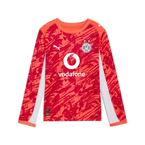 Młodzieżowa koszulka bramkarska z długim rękawem Borussia Dortmund 25/26 PUMA. Czerwona bluzki sportowe damskie Puma, m, z tkaniny, bez kołnierzyka, bez ramiączek. Za 379.00 zł.