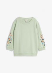 Bluza z czystej bawełny organicznej. Zielone bluzy bez kaptura damskie bonprix, z bawełny. Za 129.99 zł.