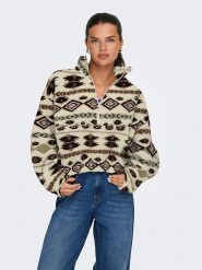 ONLY Bluza polarowa w kolorze beżowo-czarnym rozmiar: L. Brązowe bluzy bez kaptura damskie Only, l, z polaru. Za 140.53 zł.