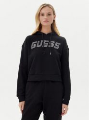 Guess Bluza V5GQ09 KCRP0 Czarny Relaxed Fit. Czarne bluzy bez kaptura damskie Guess, xl, z bawełny. Za 279.99 zł.