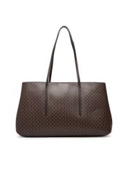 Calvin Klein Torebka Emblem Aop Medium Work Tote LV04F3786G Brązowy ciemny. Brązowe torebki klasyczne damskie CALVIN KLEIN, bez wzorów, ze skóry, bez dodatków. Za 649.99 zł.