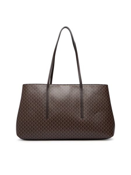 Calvin Klein Torebka Emblem Aop Medium Work Tote LV04F3786G Brązowy ciemny. Brązowe torebki klasyczne damskie CALVIN KLEIN, bez wzorów, ze skóry, bez dodatków. Za 649.99 zł.