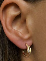 DI GIORGIO Pozłacane kolczyki-półkreole z cyrkoniami rozmiar: onesize. Zielone kolczyki damskie DI GIORGIO, z cyrkonią, pozłacane. Za 108.99 zł.