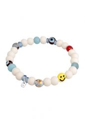 KUZZOI Męskie koraliki z uśmiechem z smiling face, perły żywiczne, ze srebra próby 925 Sterling Silver Biżuteria męska 1 ct. Szara biżuteria dla mężczyzn KUZZOI, z perłą, szklane. Za 193.99 zł.