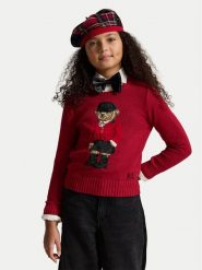 Polo Ralph Lauren Sweter 313B28301001 Czerwony Regular Fit. Czerwone swetry dziewczęce Polo Ralph Lauren, bez wzorów, z bawełny, bez kołnierzyka. Za 1,018.99 zł.