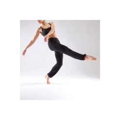 Spodnie do tańca nowoczesnego damskie. Czarne spodnie materiałowe damskie DOMYOS, l, z elastanu, na fitness i siłownię. Za 49.99 zł.