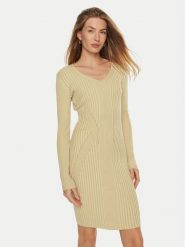 Guess Sukienka dzianinowa Isabella W4BK07 Z3HP2 Beżowy Slim Fit. Brązowe sukienki damskie Guess, m, z aplikacjami, z dzianiny, bez kołnierzyka, bez ramiączek. Za 299.99 zł.