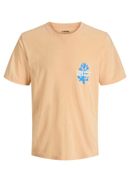 T-shirt JJ REBEL z czystej bawełny. Brązowe t-shirty męskie bonprix, m, bez wzorów, z bawełny, bez kołnierzyka. Za 24.99 zł.