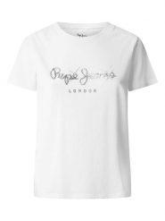 Pepe Jeans Koszulka "Leticia" w kolorze białym rozmiar: S. Białe bluzki damskie Pepe Jeans, s, bez wzorów, z bawełny, bez kołnierzyka, bez ramiączek. Za 116.45 zł.