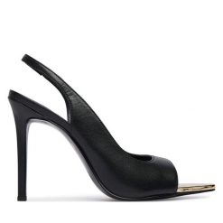 Sandały Just Cavalli. Czarne sandały damskie Just Cavalli, bez wzorów, bez obcasa, na szpilce. Za 862.99 zł.