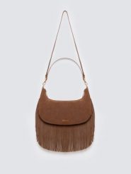 Torebka damska skórzana z frędzlami brązowa Arvia 803. Brązowe torebki klasyczne damskie Big Star, bez wzorów, ze skóry, zamszowe, bez dodatków. W wyprzedaży za 299.99 zł.
