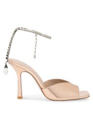 Eva Minge Sandały STEPHANIE-V1051L-01 Złoty. Żółte sandały damskie Eva Minge, bez wzorów, z lakierowanej skóry, bez obcasa, na szpilce. Za 199.99 zł.