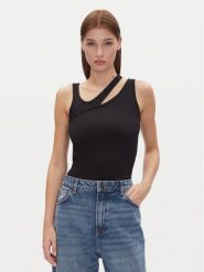 HUGO Top Datrus 50537044 Czarny Slim Fit. Czarne topy damskie Hugo, xl, bez wzorów, z syntetyku, bez kołnierzyka. Za 199.99 zł.