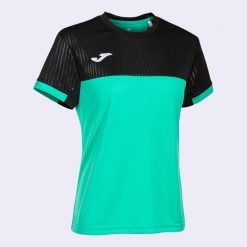 Koszulka do tenisa z krótkim rekawem damska Joma SHORT SLEEVE T- SHIRT. Czarne bluzki damskie Joma, xs, bez wzorów, sportowe, bez kołnierzyka, bez ramiączek. Za 89.00 zł.