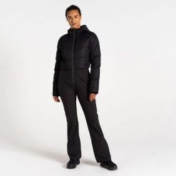 Damski kombinezon narciarski Dare 2B Flurry. Czarne kombinezony damskie Dare 2b, na zimę, bez wzorów, z poliesteru, sportowe, bez kołnierzyka, bez ramiączek. Za 963.50 zł.