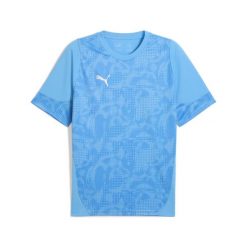 Koszulka Puma TeamCup. Niebieskie t-shirty sportowe męskie Puma, z materiału, bez ramiączek, do piłki nożnej. Za 204.00 zł.