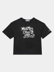 Calvin Klein Jeans T-Shirt Metallic IG0IG02340 Czarny Regular Fit. Czarne koszulki dziewczęce Calvin Klein Jeans, z bawełny. Za 169.99 zł.