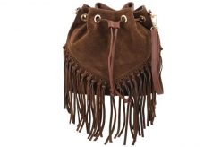 Torebka skórzana boho style - Brązowa. Brązowe torebki klasyczne damskie Barberinis, bez wzorów, ze skóry, małe, zamszowe, bez dodatków. Za 276.99 zł.