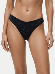 Guess Dół od bikini E6GO22 MC040 Czarny. Czarne bikini damskie Guess, z aplikacjami. Za 269.99 zł.