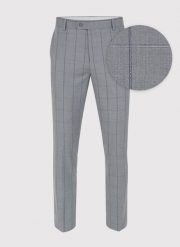 PAKO LORENTE – Szare spodnie garniturowe w kratę Windowpane. Szare spodnie wizytowe męskie Pako Lorente, z elastanu. Za 149.99 zł.