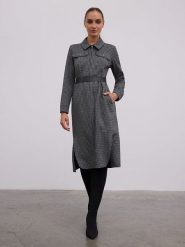 BGN Sukienka w kolorze czarno-szarym rozmiar: 34. Czarne sukienki damskie BGN, na imprezę, bez wzorów, z tkaniny, bez kołnierzyka, bez ramiączek, midi. Za 187.52 zł.