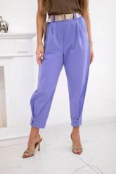 Spodnie Summer Punto z zapięciem na nogawkach fioletowe. Fioletowe spodnie materiałowe damskie KESI, bez wzorów, z bawełny, eleganckie, plus size. Za 204.91 zł.