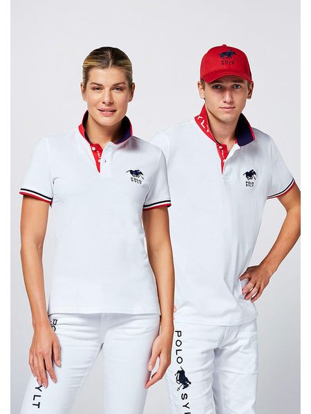 Polo Sylt Koszulka polo w kolorze białym rozmiar: L. Białe bluzki damskie Polo Sylt, l, bez wzorów, z bawełny, bez ramiączek. Za 116.45 zł.