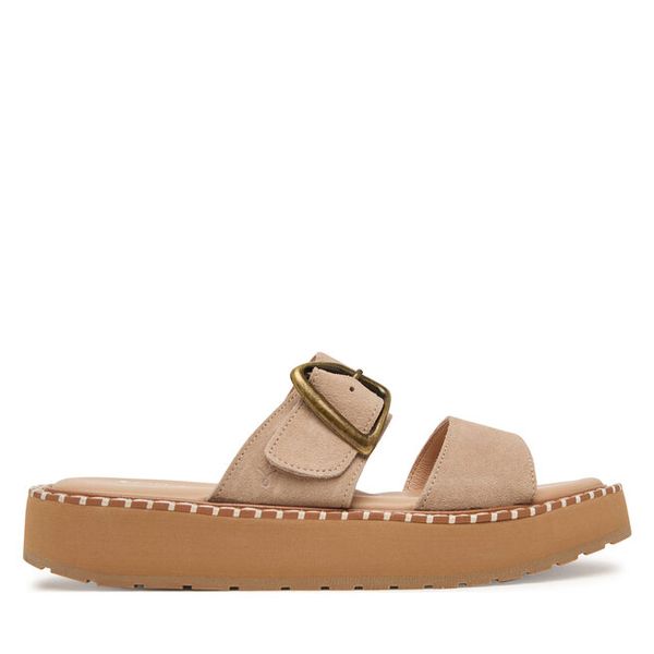 Klapki EMU Australia. Brązowe klapki damskie Emu Australia, bez wzorów, bez obcasa. Za 429.99 zł.