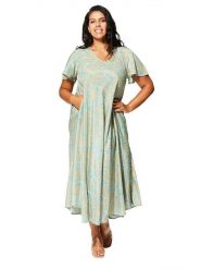 Aller Simplement Sukienka w kolorze niebiesko-zielonym rozmiar: 42/44. Niebieskie sukienki damskie Aller Simplement, bez wzorów, klasyczne, bez kołnierzyka, bez ramiączek, maxi. Za 56.99 zł.