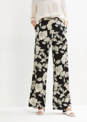 Spodnie palazzo z lejącej wiskozy. Niebieskie spodnie materiałowe damskie bonprix, bez wzorów, z wiskozy, eleganckie. Za 82.99 zł.
