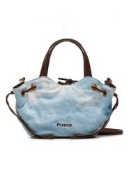 Pinko Torebka Pagoda Small Shopper PE 24 PLTT 102910 A1MB Błękitny. Niebieskie shopper bag damskie Pinko, bez wzorów, z materiału, bez dodatków. Za 1,069.00 zł.