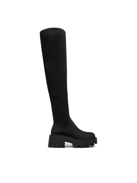 DeeZee Kozaki 67091-8H Czarny. Czarne kozaki damskie DeeZee, z materiału, bez obcasa, na płaskiej podeszwie. Za 249.99 zł.