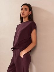 Bluza bez rękawów soft touch z dodatkiem wiskozy - czerwony. Czerwone bluzy bez kaptura damskie Sinsay, l, z dzianiny. Za 39.99 zł.