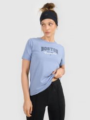 4F T-shirt regular z nadrukiem damski - niebieski XXL. Niebieskie t-shirty damskie 4f, l, bez wzorów, z bawełny, bez kołnierzyka. Za 59.99 zł.