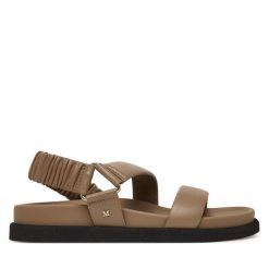 Sandały Max Mara. Brązowe sandały damskie Max Mara, bez wzorów, bez obcasa, na płaskiej podeszwie. Za 2,429.00 zł.