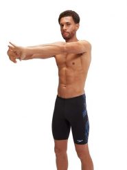 Speedo Kąpielówki "Eco+ Tech" w kolorze czarno-błękitnym rozmiar: 8. Czarne kąpielówki męskie Speedo, bez wzorów, z materiału. Za 123.53 zł.