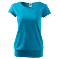 Koszulka Damska City. Niebieskie bluzki damskie ALDER, bez wzorów, casualowe, bez kołnierzyka, bez ramiączek. Za 47.99 zł.