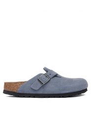 Birkenstock Klapki Boston 1032727 Niebieski. Niebieskie klapki damskie Birkenstock, bez wzorów, ze skóry, bez obcasa. Za 694.99 zł.