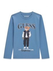 Guess Bluzka L6BI11 K5732 Niebieski Regular Fit. Niebieskie t-shirty chłopięce Guess, z aplikacjami, z bawełny, bez ramiączek. Za 114.99 zł.