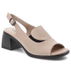 Sandały damskie Vinceza, cholewka ze skóry naturalnej licowej odkryty przód elegancki fason stabilny obcas, beżowe, 66920. Brązowe sandały damskie VINCEZA, bez wzorów, ze skóry, bez obcasa, na obcasie. Za 159.00 zł.