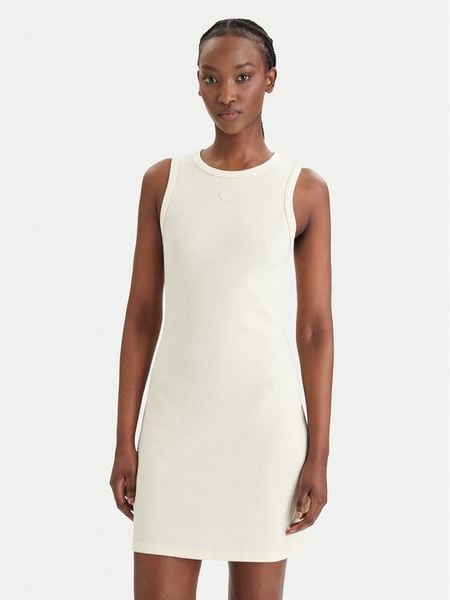 Calvin Klein Jeans Sukienka codzienna LV047F235G Żółty Slim Fit. Żółte sukienki damskie Calvin Klein Jeans, na co dzień, xxl, bez wzorów, z bawełny, bez kołnierzyka, bez ramiączek, proste. Za 369.99 zł.