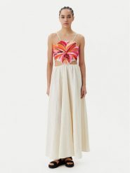 Maaji Sukienka letnia Sunrise PT2530CLD001 Beżowy Regular Fit. Brązowe sukienki damskie Maaji, na lato, l, bez wzorów, ze lnu, bez kołnierzyka, bez ramiączek. Za 579.99 zł.
