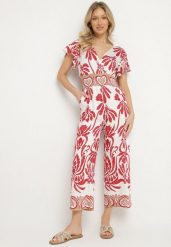 Bordowy Taliowany Kombinezon z Wiskozy w Print Boho z Kopertowym Dekoltem Nelazi. Czerwone kombinezony damskie Born2be, na lato, l, bez wzorów, z wiskozy, boho, bez kołnierzyka, bez ramiączek, krótkie. Za 74.99 zł.